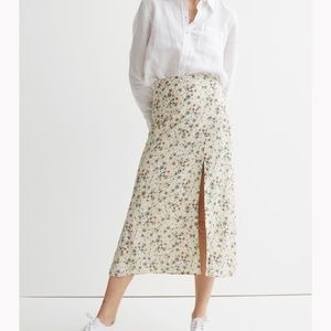 Viscose Skirt h&m green floral skirt